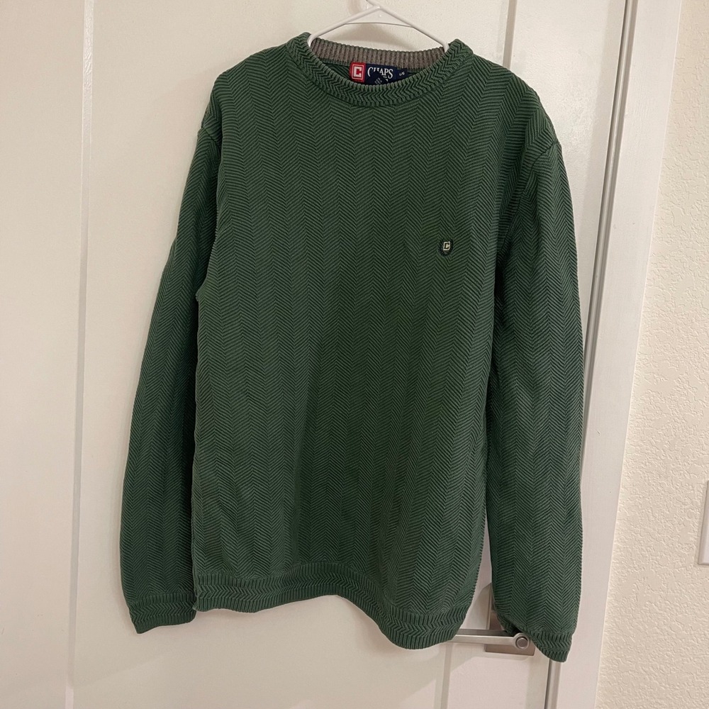 Vintage Chaps Green Pullover Sweater Preppy Classic 90s Old Money